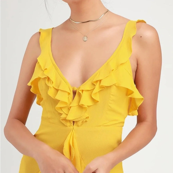 NWT lulus Carmela Yellow Ruffled Mini Dress - Picture 3 of 8